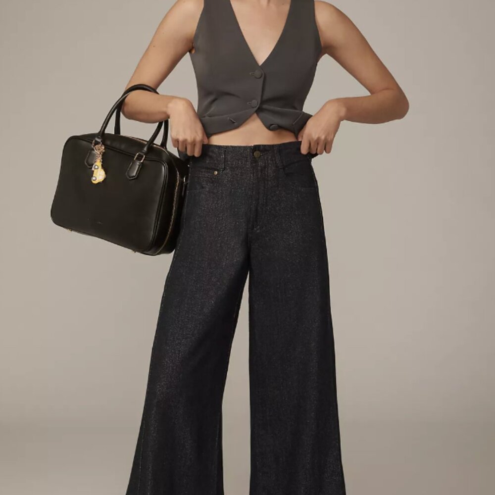 NWT The Adi Mid-Rise Frayed Relaxed Flare Pants by Pilcro: Sparkle Edition - Picture 6 of 9